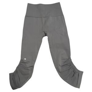 Lululemon Taryn Toomey Awakening Crop Ice Grey Ruched Size 0 Yoga Leggings